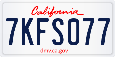 CA license plate 7KFS077