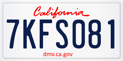 CA license plate 7KFS081