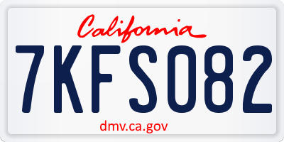 CA license plate 7KFS082