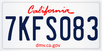 CA license plate 7KFS083