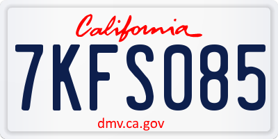 CA license plate 7KFS085