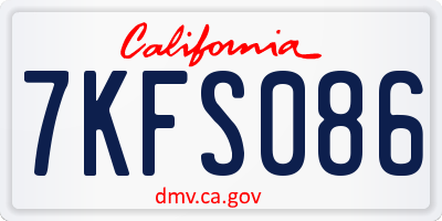 CA license plate 7KFS086