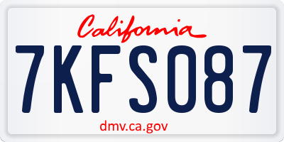 CA license plate 7KFS087