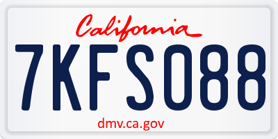 CA license plate 7KFS088