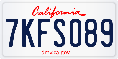 CA license plate 7KFS089