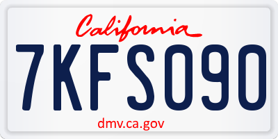 CA license plate 7KFS090