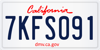 CA license plate 7KFS091