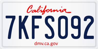 CA license plate 7KFS092