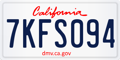 CA license plate 7KFS094