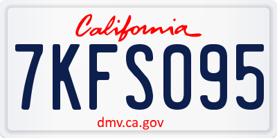 CA license plate 7KFS095