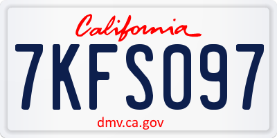 CA license plate 7KFS097