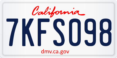 CA license plate 7KFS098
