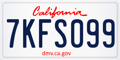 CA license plate 7KFS099