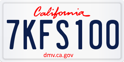 CA license plate 7KFS100