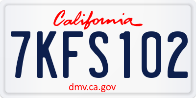 CA license plate 7KFS102