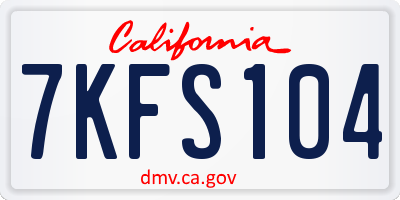 CA license plate 7KFS104