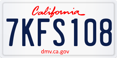 CA license plate 7KFS108