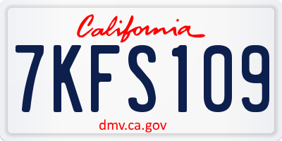 CA license plate 7KFS109