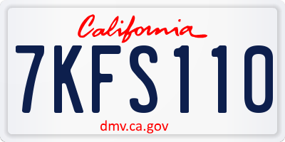 CA license plate 7KFS110