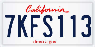 CA license plate 7KFS113