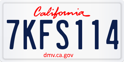 CA license plate 7KFS114