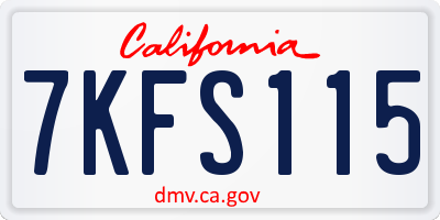 CA license plate 7KFS115