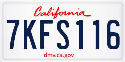 CA license plate 7KFS116