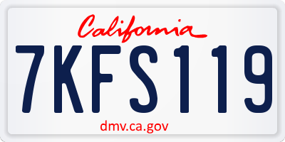 CA license plate 7KFS119
