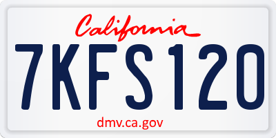 CA license plate 7KFS120