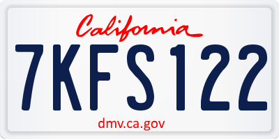 CA license plate 7KFS122