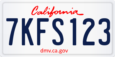 CA license plate 7KFS123
