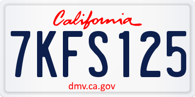 CA license plate 7KFS125