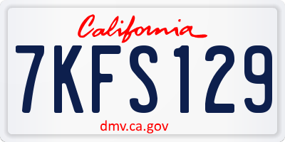 CA license plate 7KFS129