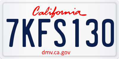CA license plate 7KFS130