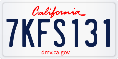 CA license plate 7KFS131