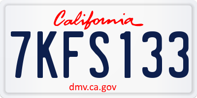CA license plate 7KFS133