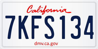 CA license plate 7KFS134