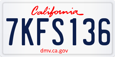 CA license plate 7KFS136