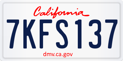 CA license plate 7KFS137