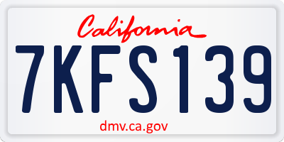 CA license plate 7KFS139