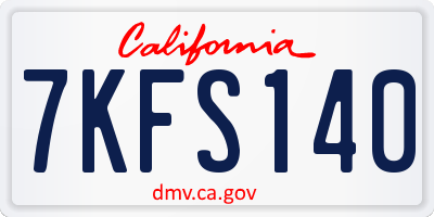 CA license plate 7KFS140