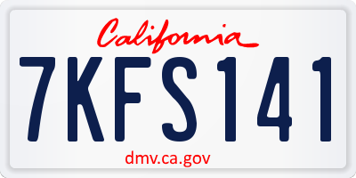 CA license plate 7KFS141