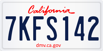 CA license plate 7KFS142