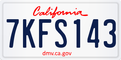 CA license plate 7KFS143