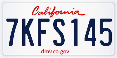 CA license plate 7KFS145
