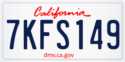 CA license plate 7KFS149