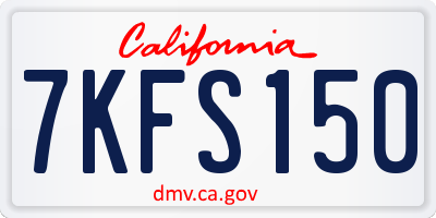CA license plate 7KFS150