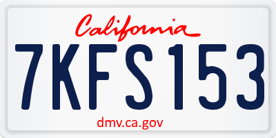 CA license plate 7KFS153
