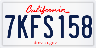 CA license plate 7KFS158
