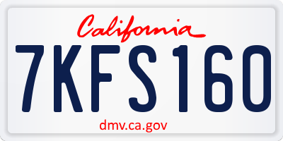 CA license plate 7KFS160
